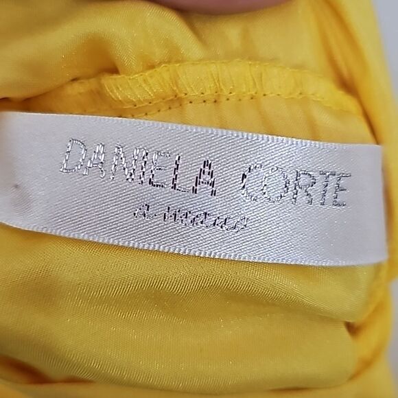 Daniela Corte Opening Dress, Yellow, Open Back, 100% Silk, Size 40, Small - Picture 9 of 11